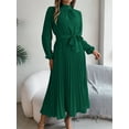 thumbnail image 6 of Yesfashion Autumn and Winter Elegant Women's Dress Stand Up Collar Long Sleeved Waist Cinched Long Skirt, 6 of 8