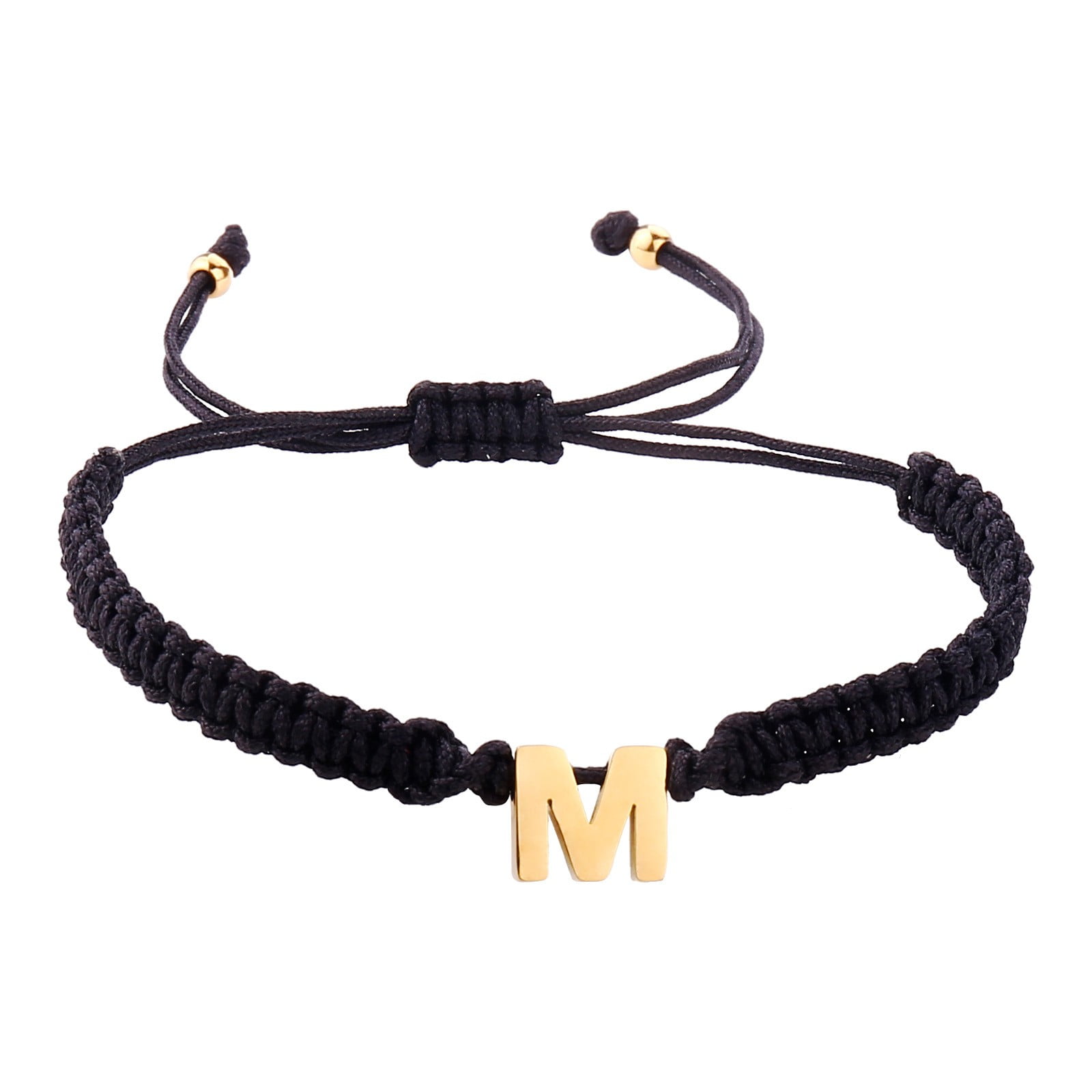 XIAQUJ Personalized 26 in itial Bracelet Gold Plated Letter Black