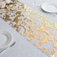thumbnail image 6 of Efavormart Metallic Gold Sheer Organza Table Runner With Swirl Foil Floral Design - 12"x108", 6 of 9