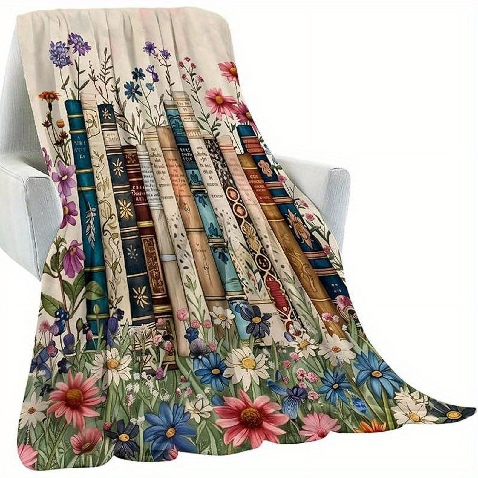 Vintage Book Blanket Lightweight Comfortable Vintage Book-Themed Soft Flannel Blanket Ideal for Women and Literature Lovers Perfect for Sofa or Bed Reading Decor Gift Modern Reading Decor