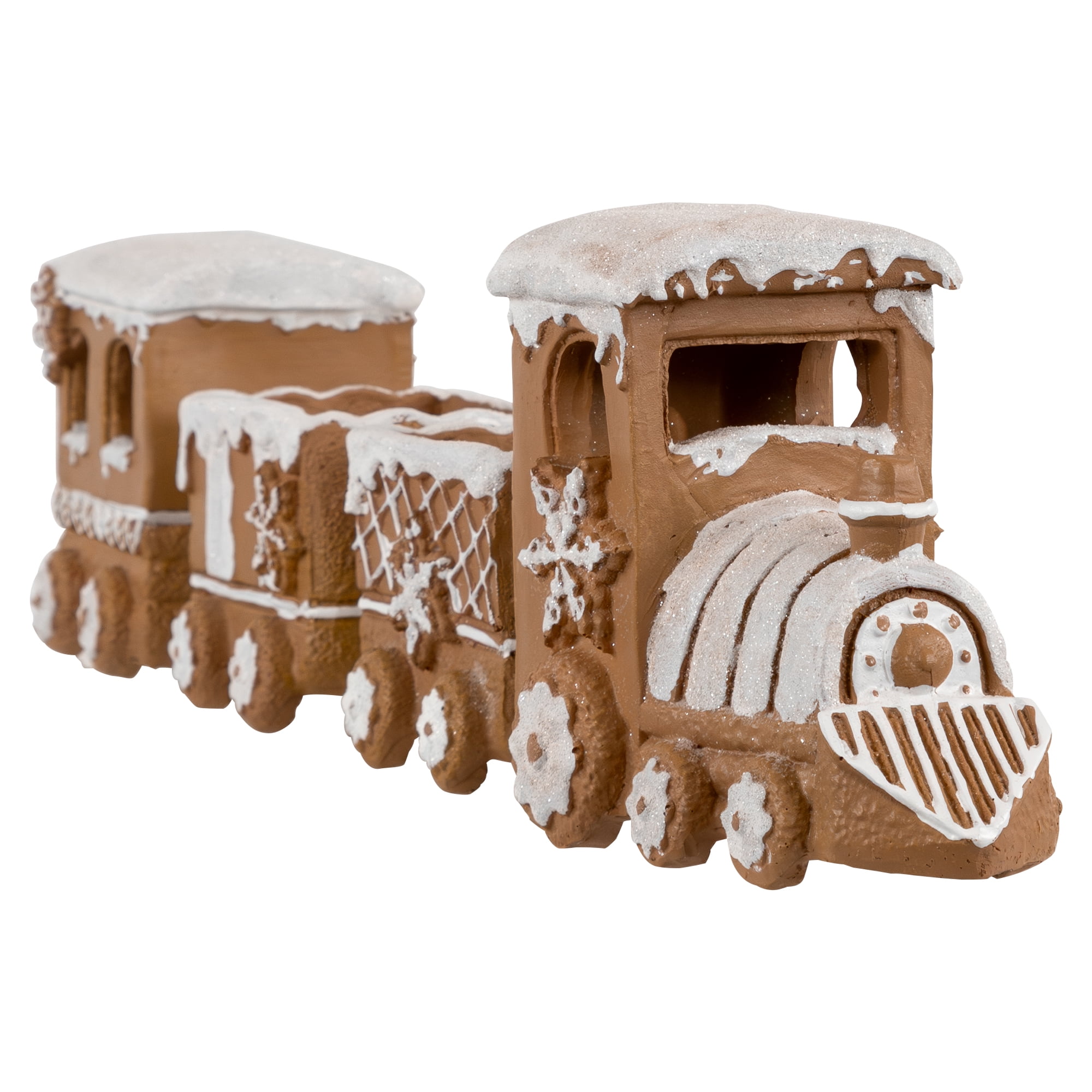 17.75" Brown and White Frosted Gingerbread Train Tabletop Decor