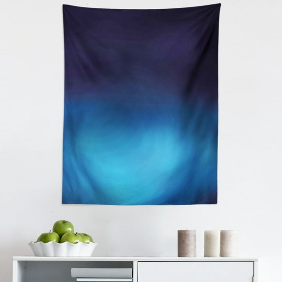 Navy Tapestry, Ombre Style Deep Sea Ocean Underwater Themed Digital Colored Graphic Design Art Print, Fabric Wall Hanging Decor for Bedroom Living Room Dorm, 5 Sizes, Dark Blue, by Ambesonne