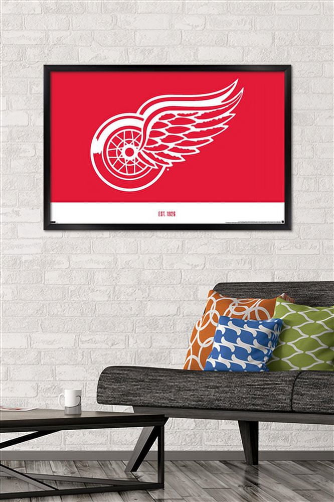 NHL Detroit Red Wings - Logo 21 Wall Poster, 22.375" x 34", Framed