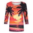 thumbnail image 5 of CYMMPU Floral Printed 3/4 Sleeve Crew Neck Loose Fit Blouses for Women Dressy Casual Spring Tunic Tops Fall Fashion Shirts Empire Waist A Line T-Shirts Orange XXL, 5 of 5