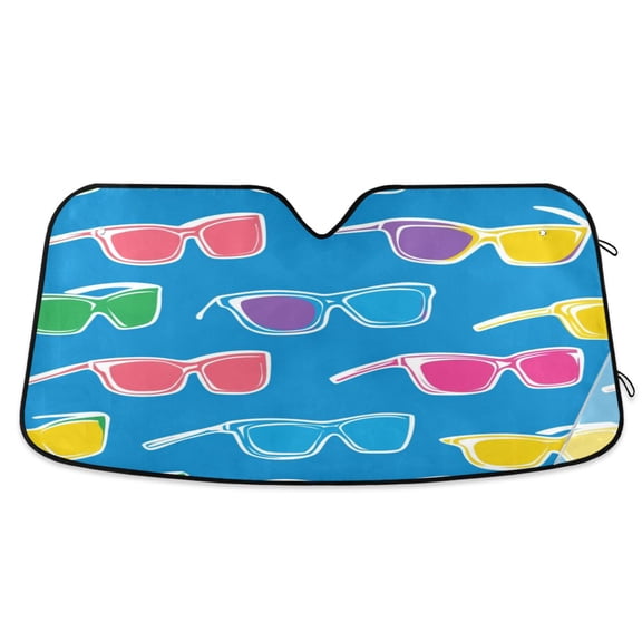 Universal Fit Accordion Auto Sunshade Windshield Sunshade 53'' x 23.5'' Colorful Sunglasses