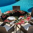 thumbnail image 6 of Cardinal Bird Round Tablecloth, Fitted Table Cover with Elastic for 45"-54" Round Tables, Winter Poinsettia Pine Cones Berry Black Table Cloth Outdoor Indoor Dinning Party Waterproof Tablecloths, 6 of 7