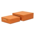 thumbnail image 6 of Lusan Square Decorative Box Set - Orange Faux Shagreen, 6 of 10