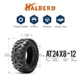 thumbnail image 4 of HALBERD 24X8-12 ATV UTV Tires 24X8X12 6PR Heavy Duty All Terrain Front 24 8 12 Set Of 2, 4 of 8