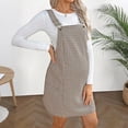 thumbnail image 2 of DxhmoneyHX Womens Maternity Overall Dresses Casual Loose Sleeveless Adjustable Straps Midi Plaid Dress Comfy Stretchy Pregnancy Dress with Pockets, 2 of 7