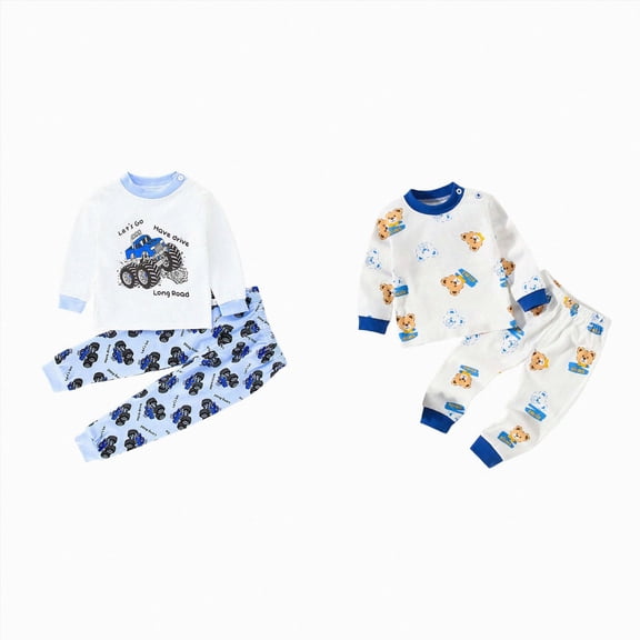 Gerichy Toddler Baby Boy Outfit Boys Cute Cartoon Crewneck Sweatshirt and Pants Set 2T 3T 4T 5T 6T 4 Piece Sets Home Clothes