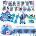 thumbnail image 3 of Stitch Birthday Decorations Balloons Tableware Plate Banner Happy Birthday Lilo and Stitch Decor Party Supplies for Kids Gift, 3 of 7