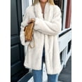 thumbnail image 3 of Female Long Faux Fur Coats  Faux Fur Jacket Long Sleeve Lapel Furry Coats Fuzzy Winter Jacket White M, 3 of 5