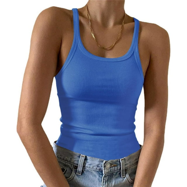 Artfish Women's Sleeveless Tank Top Form Fitting Scoop Neck Ribbed Knit Basic Cami Shirts