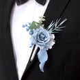 thumbnail image 2 of Juego de 8 Piezas de Ramillete y Boutonniere Azul Polvoriento, Pulseras de Ramillete de Muñeca con Flores Artificiales para Baile de Graduación, 2 of 5