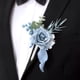 thumbnail image 2 of Juego de 8 Piezas de Ramillete y Boutonniere Azul Polvoriento, Pulseras de Ramillete de Muñeca con Flores Artificiales para Baile de Graduación, 2 of 5