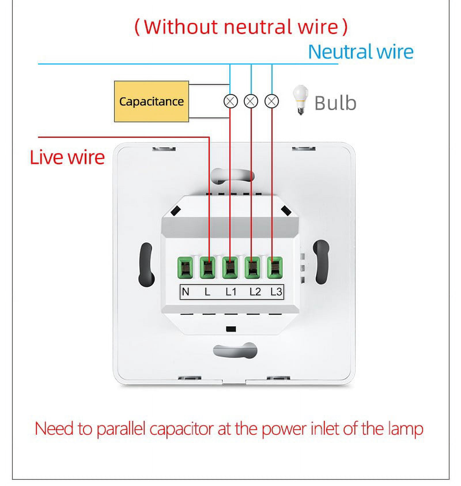 For Smart Home Switch Push Button Wall Light Switch With Neutral Wire