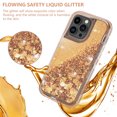 thumbnail image 5 of NIFFPD iPhone 14 Pro with Screen Protector（Anti Spy Privacy） + Camera Lens Protector, Bling Glitter Quicksand Sparkle Clear & Shockproof Protective Cover iPhone 14 Pro 6.1" Rose+Gold, 5 of 6