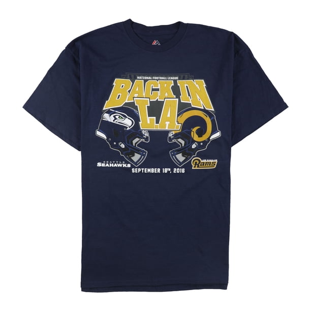 Majestic Mens Seahawks vs LA Rams Graphic T-Shirt, Azul, X-Large