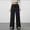 Black, variant on Women's Wide Leg Ribbed Knit Pants Solid Color Drawstring Waist Low Rise Casual Pants Straight Leg Pants