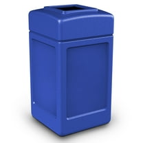 Commercial Zone 732104 Open-Top Square 42 Gallon Waste Trash Container, Blue