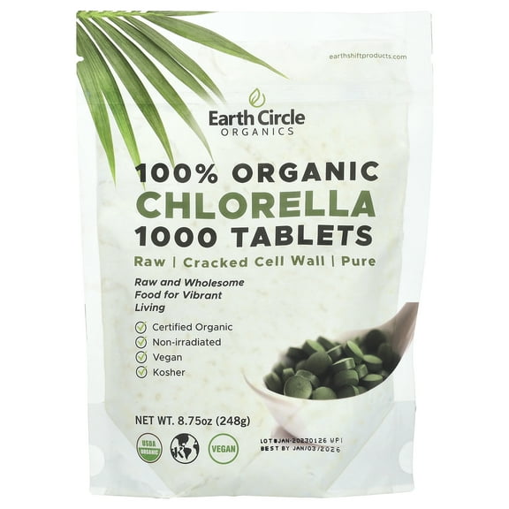 Earth Circle Organics 100% Organic Chlorella, 1,000 Tablets, 8.75 oz (248 g)