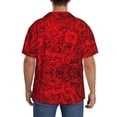 thumbnail image 3 of Balery Red Rose Camisa Casual de Manga Corta con Botones para Hombre, Texturizada, Estilo Cubano, para Playa, Verano-Large, 3 of 5
