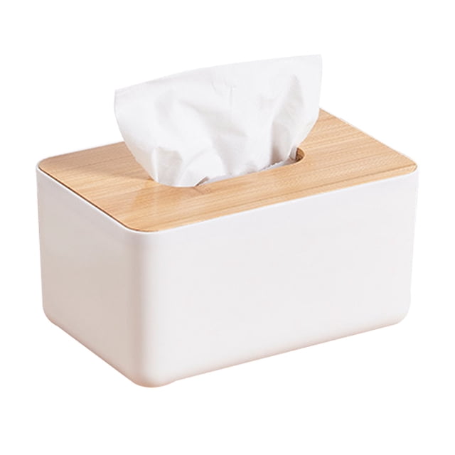 Wood Tissue Box Cover for Disposable Paper Facial Tissues, Wooden Rectangular Tissue Box Holder