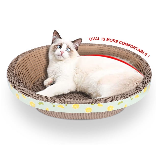 Cat Scratcher Lounge ROMOHOM de cartón ovalado para gatos grandes