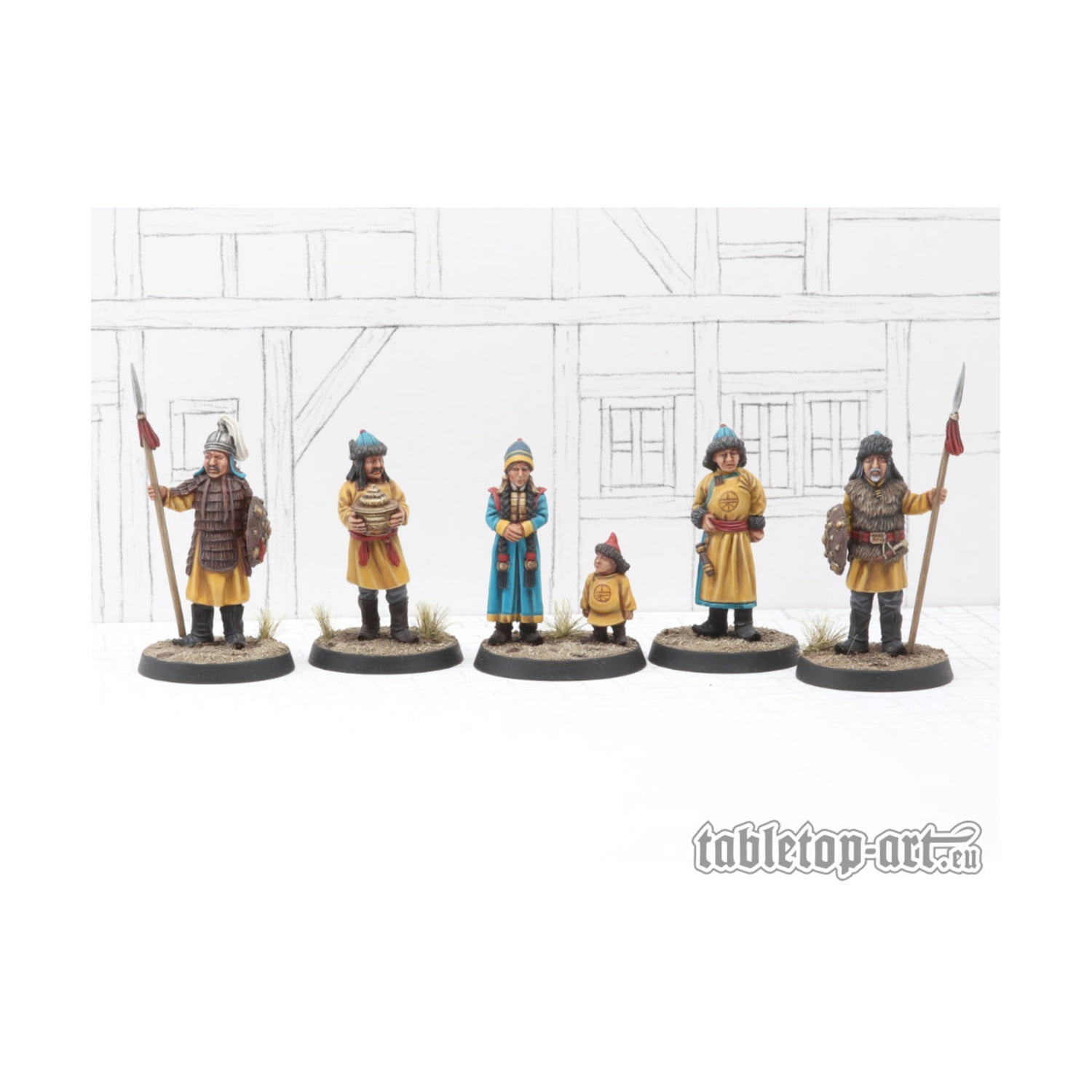 Tabletop Art Townsfolk Miniatures - Mongolian Trader Family New