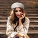 thumbnail image 5 of Boina de primavera y verano, sombrero de protección solar que combina con todo, sombrero de pintor de moda para adultos (blanco), 5 of 8
