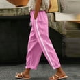 thumbnail image 5 of Hurxie Women Side Stripe Pants Y2k Elastic Waist Wide Leg Baggy Track Pant Lace Trim Parachute Pants with Pockets Pink,2XL, 5 of 7