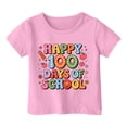 thumbnail image 3 of WEIYLL T-Shirts Filles Lettre 100 Jours d'École Col Rond Manches Courtes Été Décontracté Rose Hauts Enfant 2-3 Ans, 3 of 4