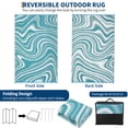 thumbnail image 6 of Hasoo 9' x 12' Blue/White Outdoor Rug for Patio Decor Waterproof Plastic Straw Modern Geometric Carpet PP Tube Woven Portable Camping Mat for Picnic Balcony, 6 of 7