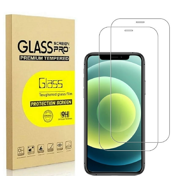 2 Pack for iPhone 12 Screen Protector, 9H Clear Tempered Glass Screen Protector for iPhone 12, Easy Installation, Bubble Free