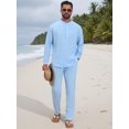 thumbnail image 5 of DARING DIVA Men's 2-Piece Linen Long Sleeve Beach Sets Shirt and Pants S Light Blue, 5 of 7