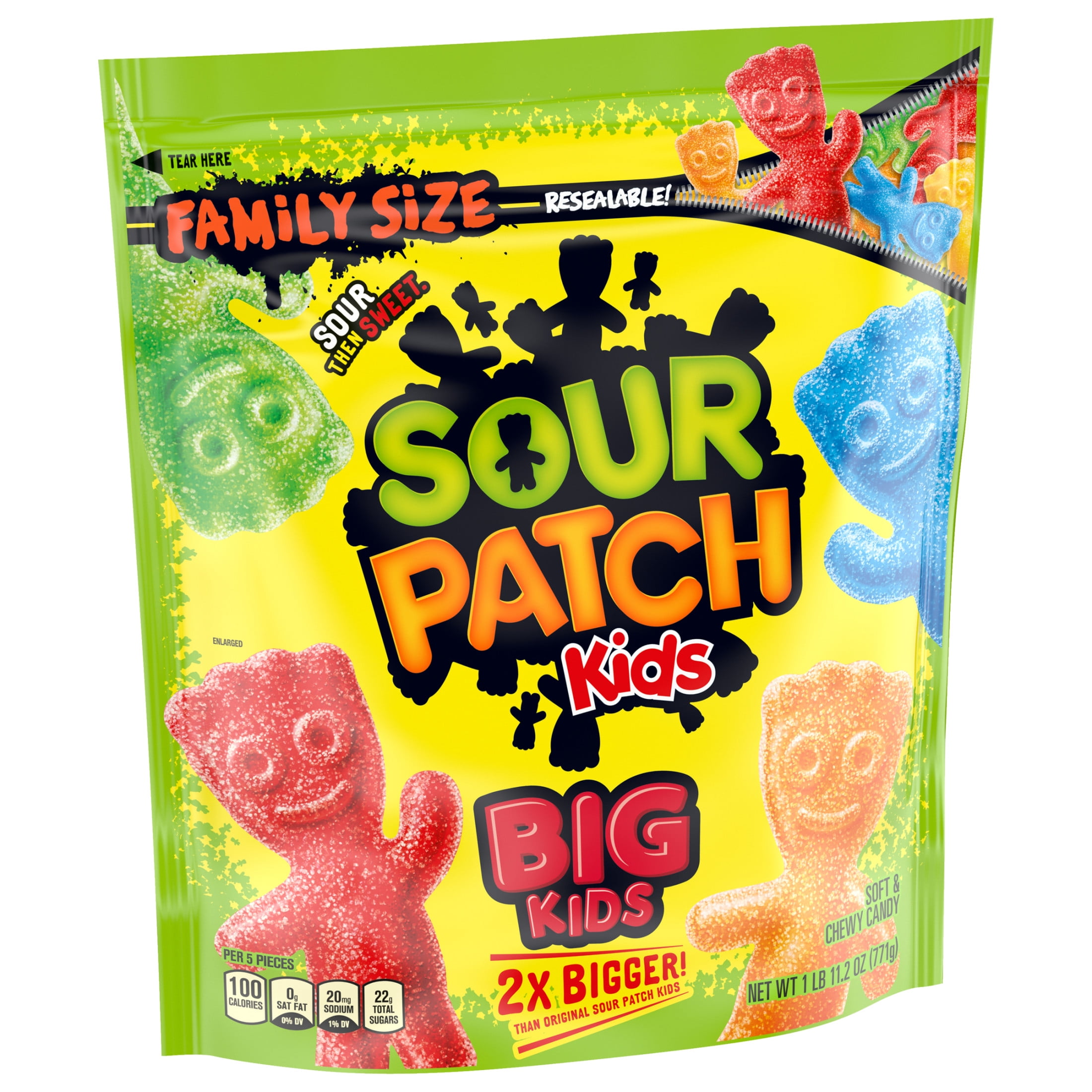 SOUR PATCH KIDS Big Kids Soft & Chewy Candy, Family Size, 1.7 lb-Pack of 4
