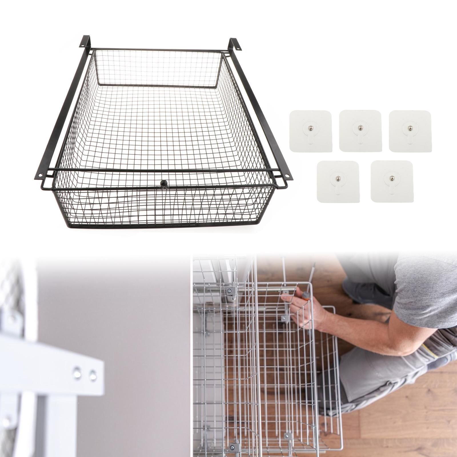 TISHITA under Desk Organizer Drawer Hanging under Desk Box Pull Out Table Shelf under Shelf Storage Basket for Pantry Desktop Clothes Black