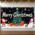 thumbnail image 5 of Festive Christmas Banner Colorful Xmas Backdrop Santa Claus Snowman Holiday Background for Christmas Party Indoor Decoration Family Gathering, 5 of 9