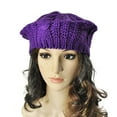 thumbnail image 3 of Happy Date Women Ladies Baggy Beret Chunky Knit Knitted Braided Beanie Hat Ski Cap Black, 3 of 4
