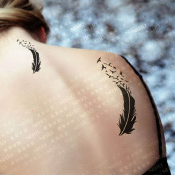 10 Sheets Tiny Temporary Tattoo Feather Bird for Men Women 