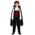 thumbnail image 2 of Vampire Cosplay, Vampire Cos, Vintage Vampire Vest Costume Set, Burgundy Velvet Waistcoat White Ruffle Shirt Black Cape Trousers, Gothic Vampire Cosplay Outfit for Halloween Party, Black L, 2 of 4
