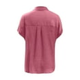 thumbnail image 5 of Women Fashion Solid Button Loose Short Sleeve Casual Pleated Shirt Top Button up Thermal Shirts for Women Short Sleeve Polyester Shirts for Women Womens Long Sleeved Tees Plaid Shirt Women Long Sleeve, 5 of 5