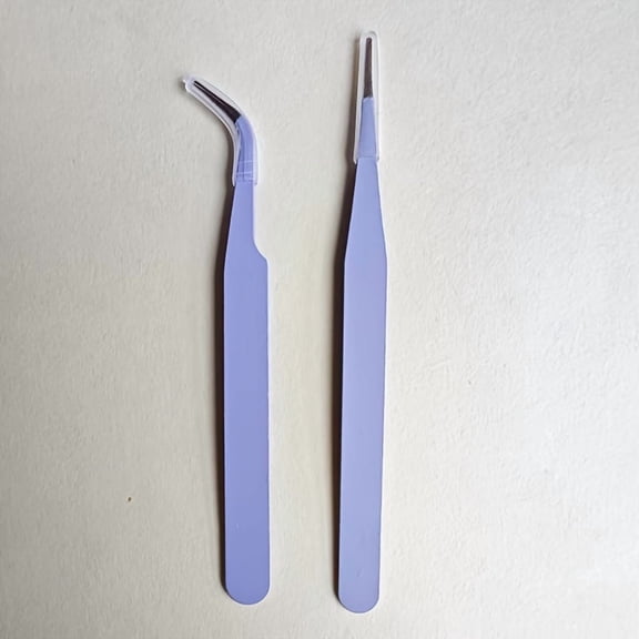 2-Pack Beauty Tweezers, Stainless Steel Slant Tip Precision Hair Removal Tool, Non-Slip Eyebrow Tweezers for Women, Facial Hair, Eyebrow Grooming, Eyelash Extension & Splinter Removal