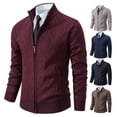 thumbnail image 4 of Thickened jacket men‘s autumn and winter warm trend line stand collar knitted cardigan sweater coat, 4 of 7