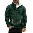 thumbnail image 2 of Donemore Men's Thermal Fleece-Lined Stand Collar Jacket with Zippered Pockets, Solid Color Casual Winter Outerwear Long Sleeve Coat, 2 of 4