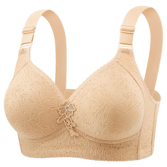 Women's Thin Soft Comfortable Bra Full Cup Non Underwire Sag Retraction Underwear, 44, Beige