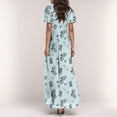 thumbnail image 6 of Karight Womens Chiffon Floral Long Dress Summer Ruffle Short Sleeve Maxi Dress V Neck Flowy Boho Beach Party Dresses, 6 of 7