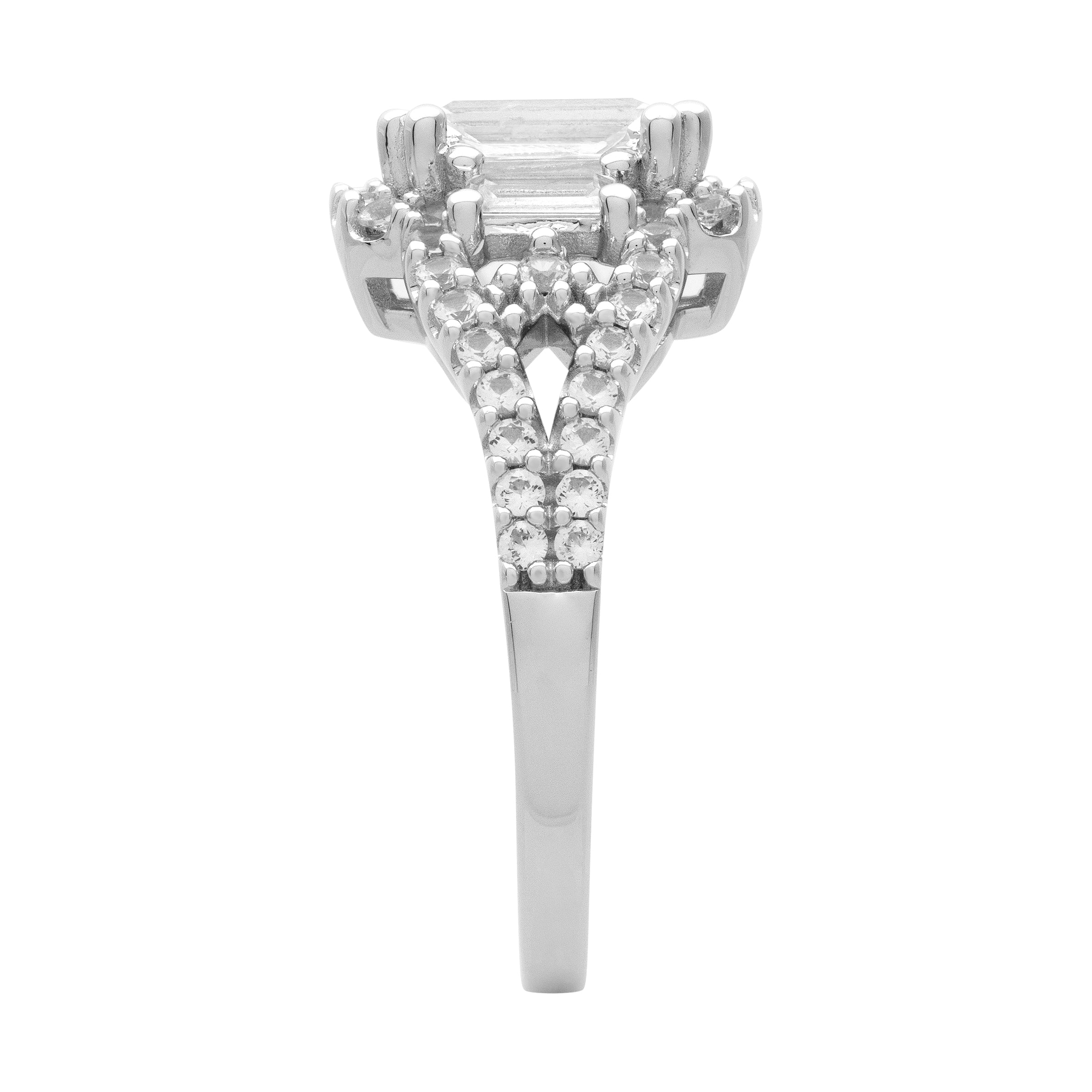 Keepsake 2 7/8 Carat TGW Created White Sapphire "Allure Gem" Women's Engagement Ring in Sterling Silver