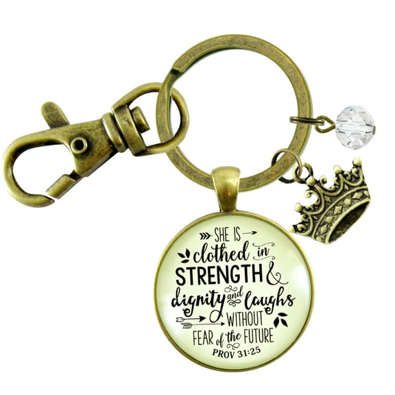 Faith Keychain She Clothed Strength Dignity Women of Truth Proverb 31 Believer Gift