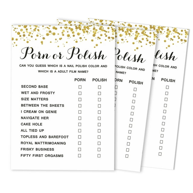 Inkdotpot Gold ConfettiBachelorette Party Bridal Shower Collection Polish Or PornGameCards 50-Pack Bulk Party ActivityGame